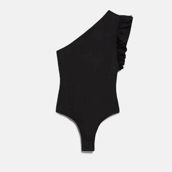 Zara Tops Zara Asymmetric Poplin Bodysuit Poshmark